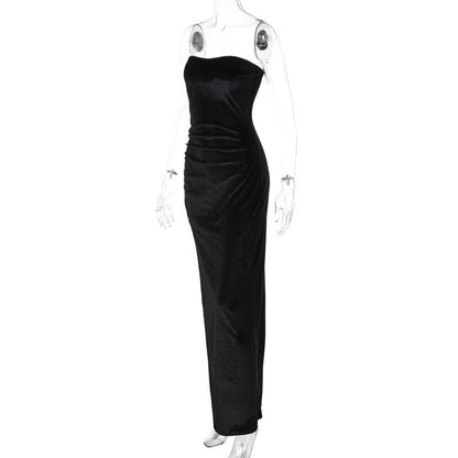 Shirley Strapless Thigh High Split Maxi Dress