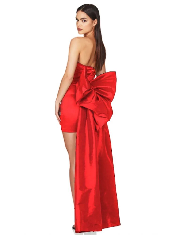Andrea Strapless Backless Bow Maxi Dress