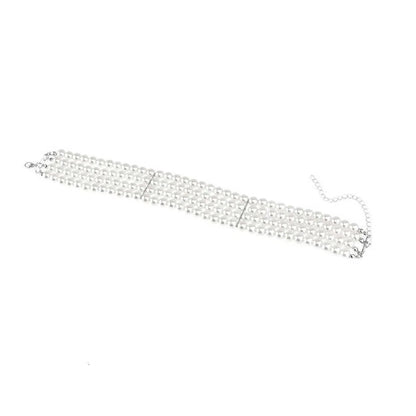 Krystal Multilayer White Pearl Choker Necklace