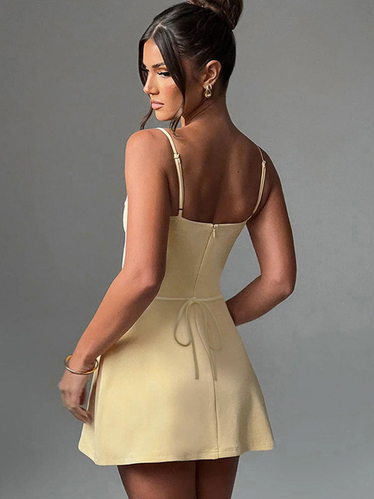 Irene Backless Suspender Mini Dress