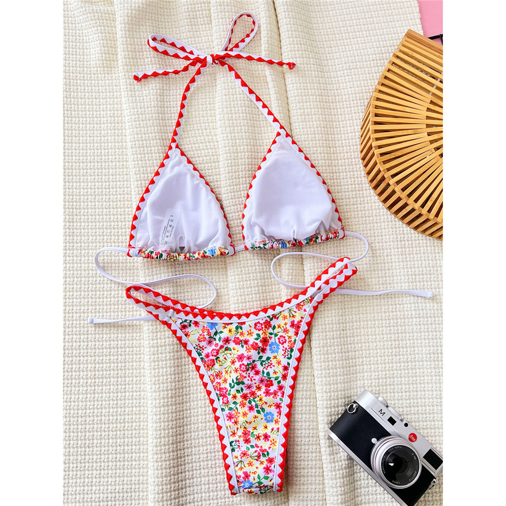 Sue Sexy Floral Printed Halter Bikini