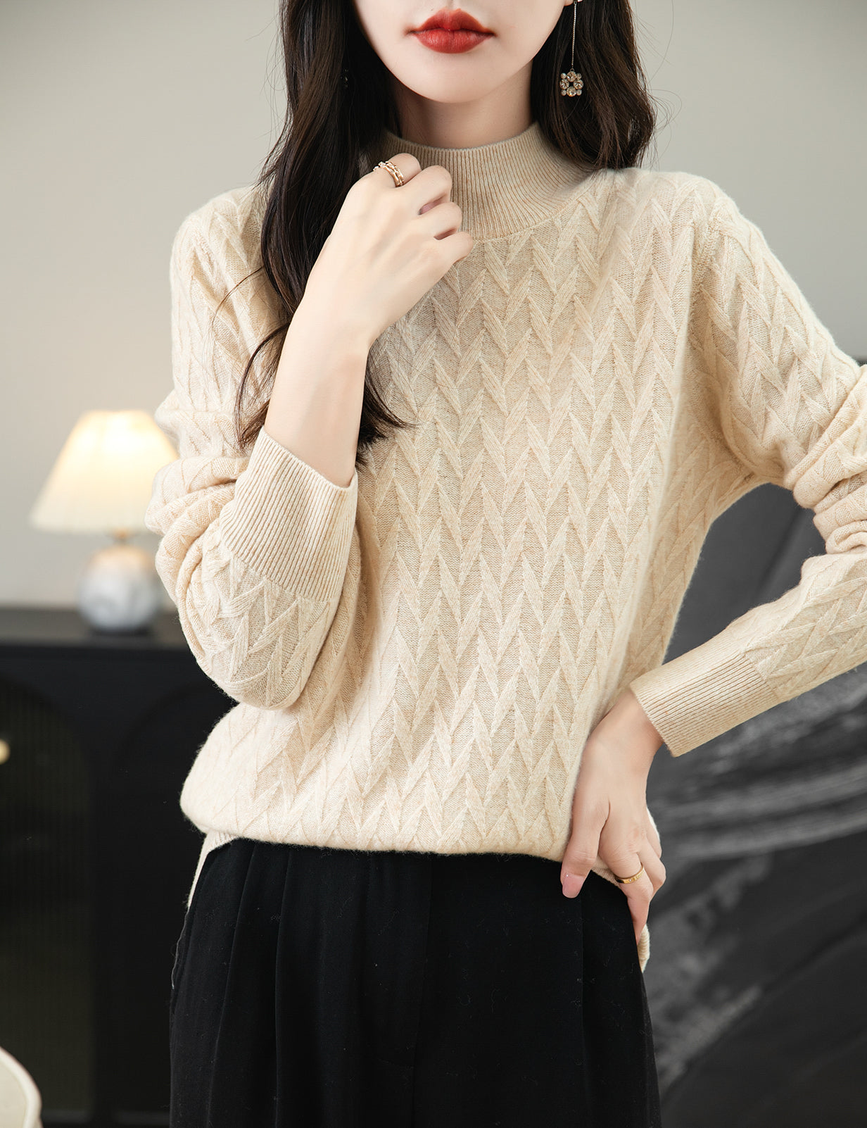 Holly Woman Mock Neck Long Sleeve Sweater