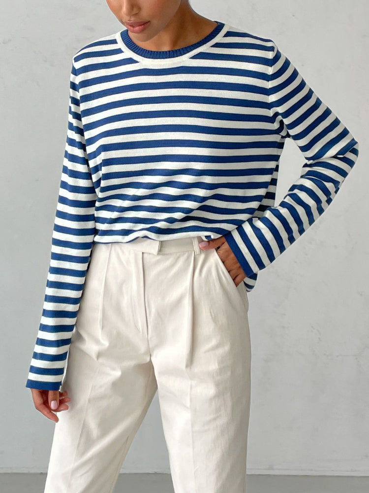 Rita Loose Casual Knitted Stripe Women Sweater