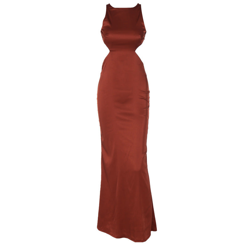 Gloria Satin Backless Bodycon Sexy Maxi Dress