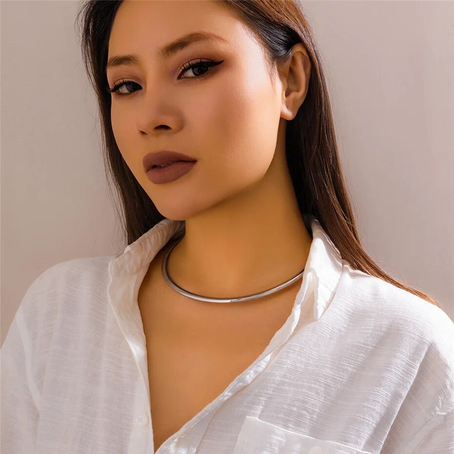 Whitney Vintage Iron Metal Torques Choker Necklace