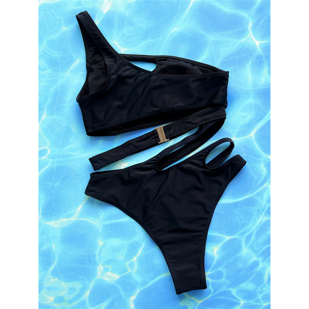Vanessa Sexy Asymmetric Cut Out One Shoulder One Piece Swimsuit