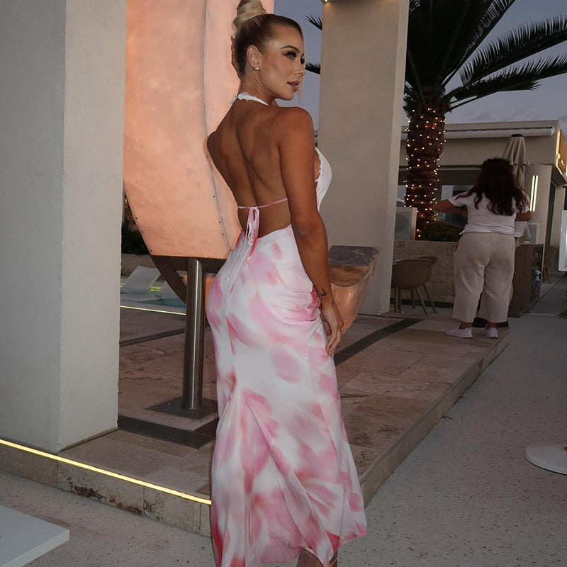 Sara Lace Halter Bodycon Maxi Dress