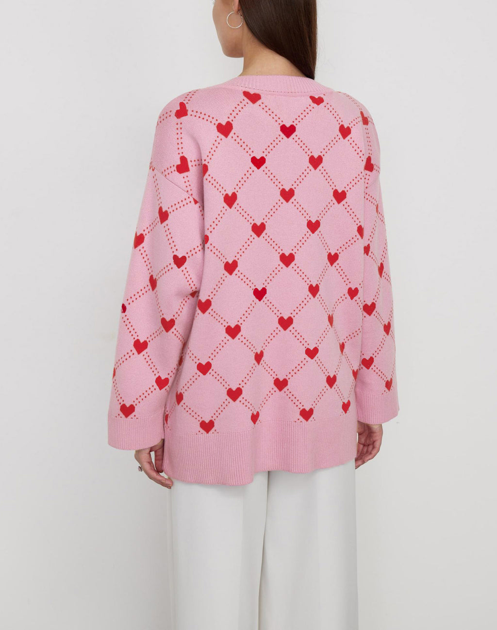 Sophie Hearts Print Oversize Women Cardigan