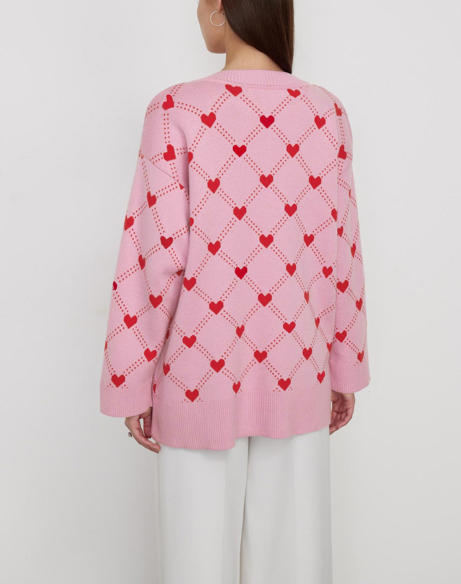 Sophie Hearts Print Oversize Women Cardigan