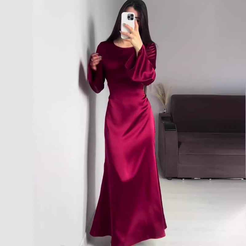 Carly Satin High Waist Women Maxi Dress