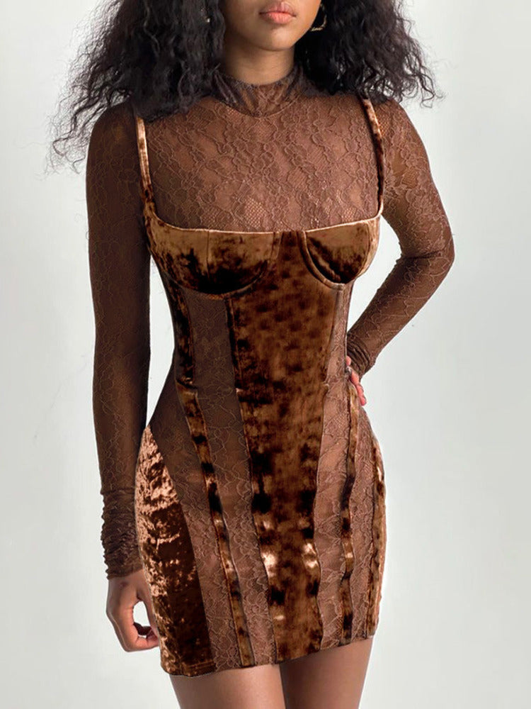 Norma Hollow Out Sheer Lace Sexy Mini Dress