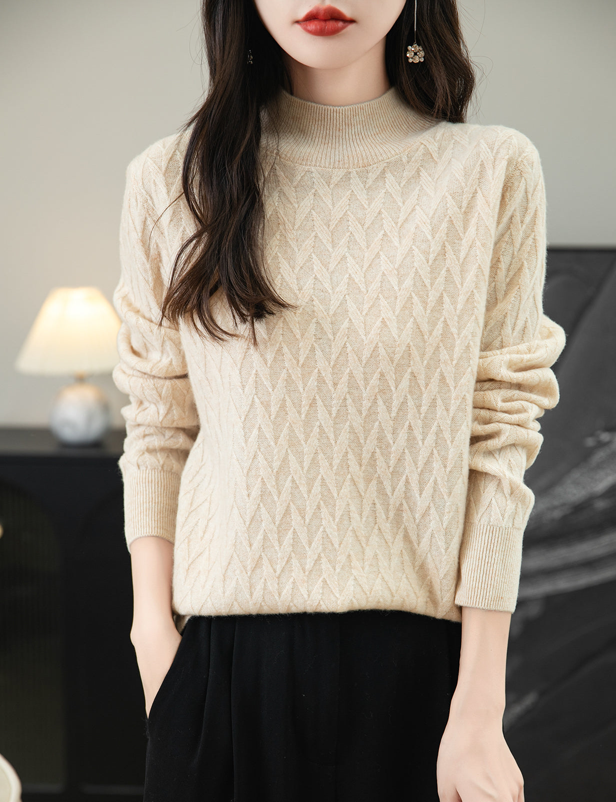 Holly Woman Mock Neck Long Sleeve Sweater