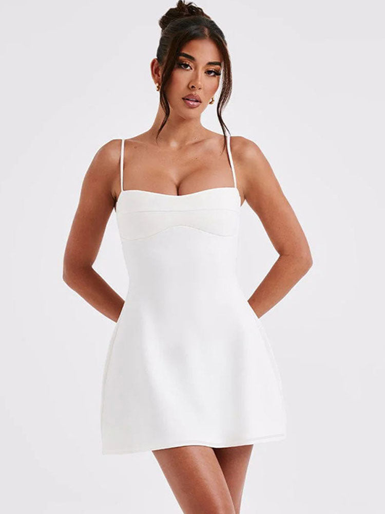 Irene Backless Suspender Mini Dress