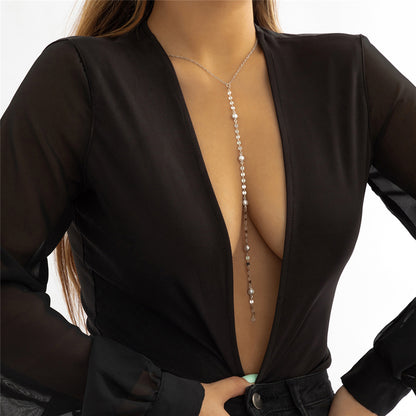 Erika Long Tassel Pendant Chest Chain Necklace