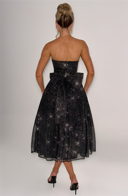 Holly Woman Off-shoulder Backless Bow Sexy Maxi Dress