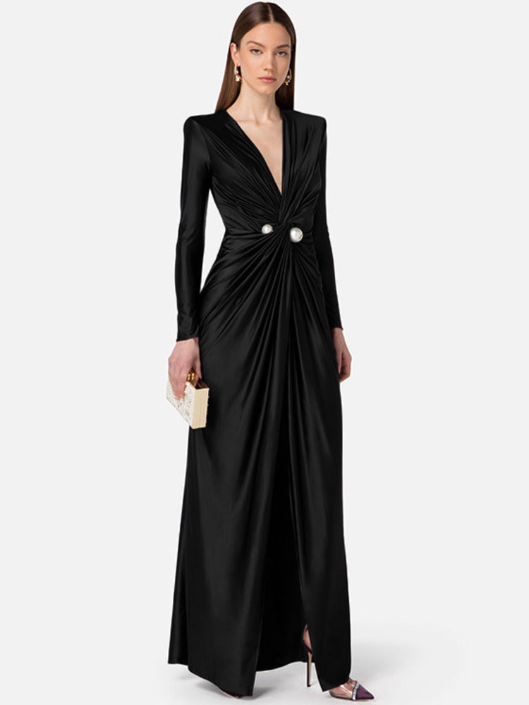 Doris Deep V Neck Sexy Maxi Dress