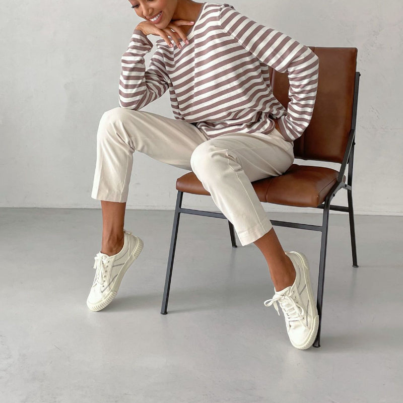 Rita Loose Casual Knitted Stripe Women Sweater