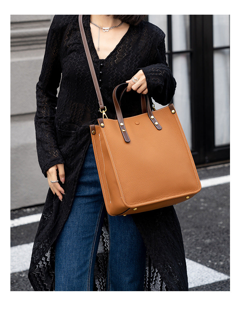Jane Genuine Leather Vertical Tote Handbag