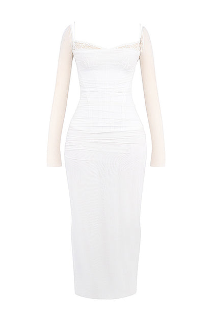 Debbie Sheer Long Sleeve Sexy Maxi Dress