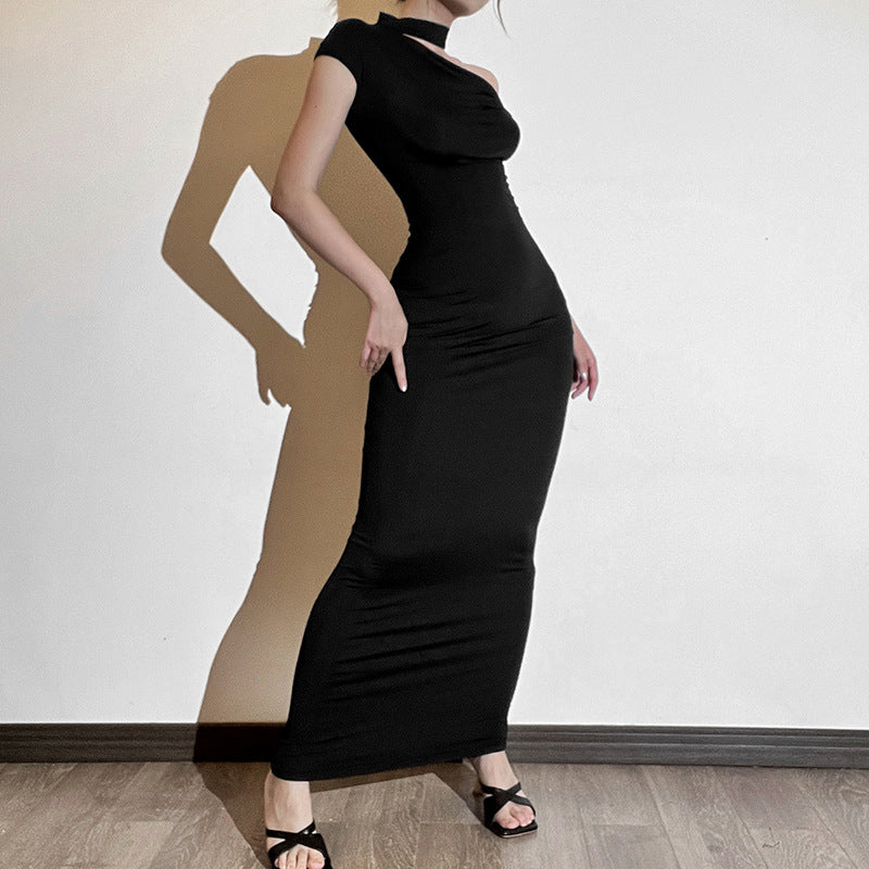 Judith Off Shoulder Elegant Slope O Neck Maxi Dress