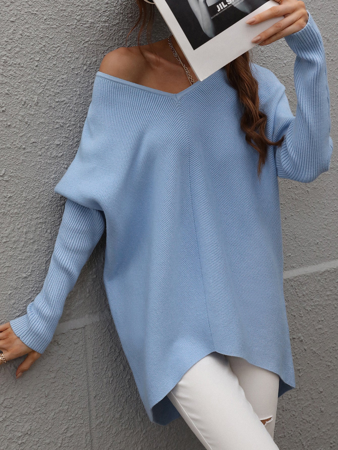 Joanna V-Neck Solid Color Women Sweater