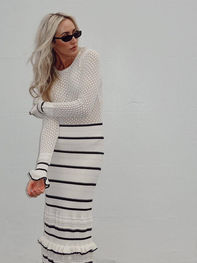 Judith Striped Knit Long Dress