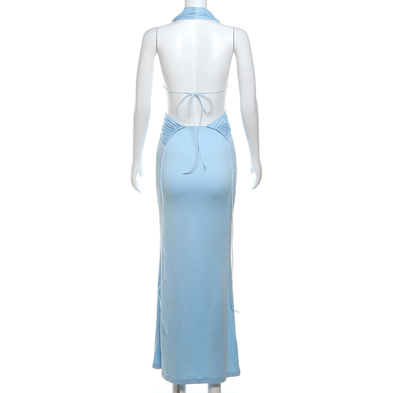 Patricia Backless Halter Bodycon Maxi Dress