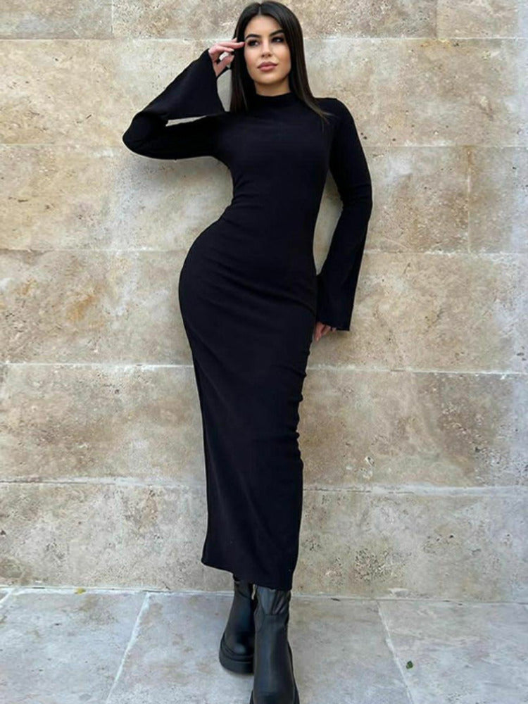 Jamie Turtleneck Long Sleeve Bodycon Maxi Dress