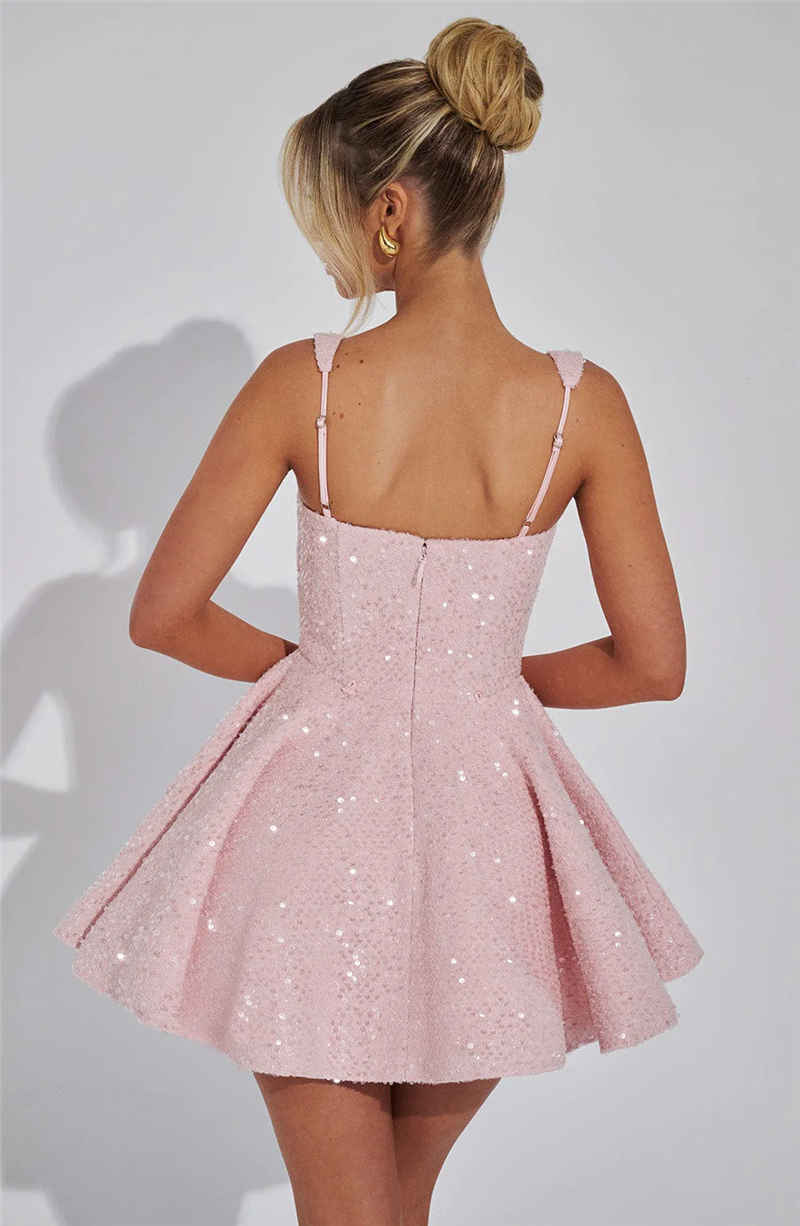 Bonnie Sequins Bow Backless Sexy Mini Dress