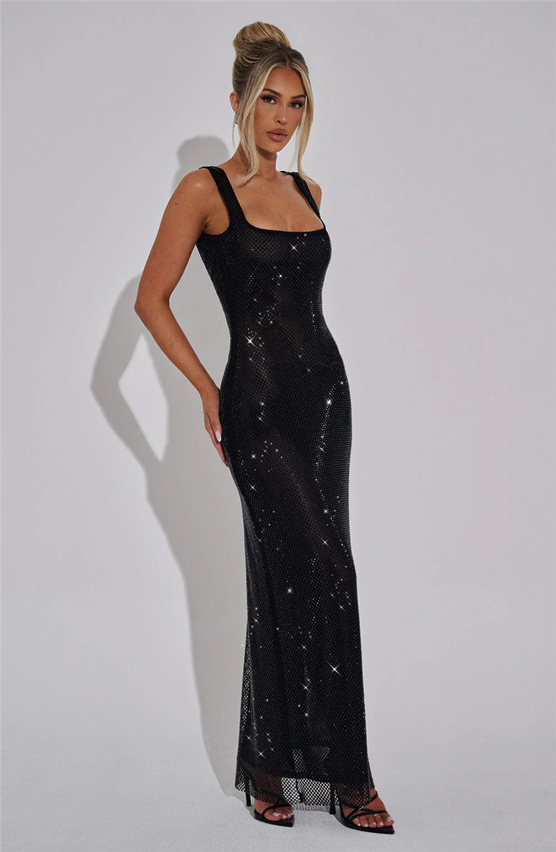 Louisa Sequins Backless Sexy Maxi Dress