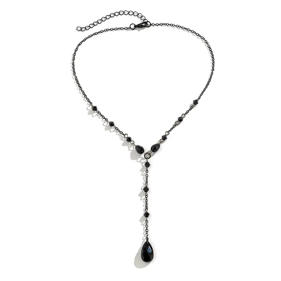 Ellen Drop Crystal Chest Chain Necklace