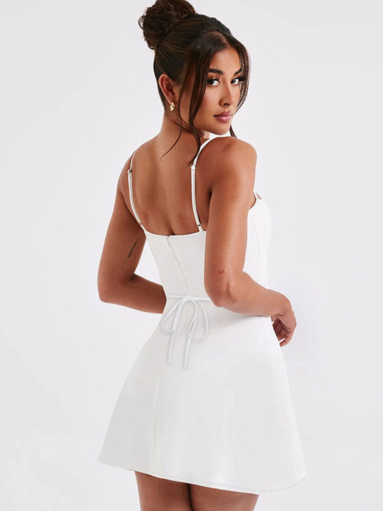 Irene Backless Suspender Mini Dress