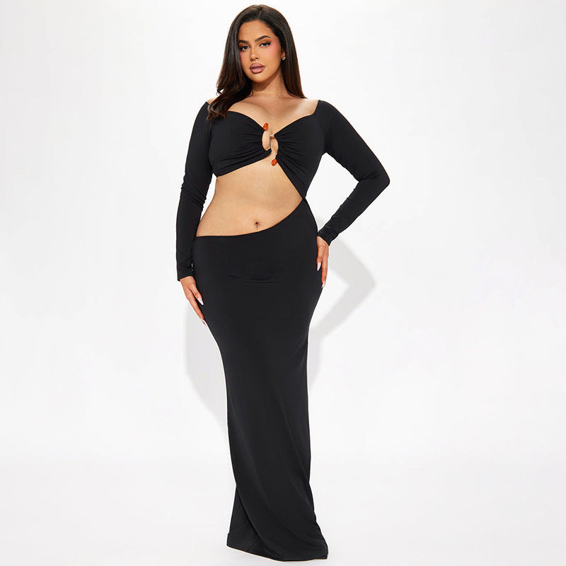 Teresa Hollow Out Long Sleeve Sexy Maxi Dress
