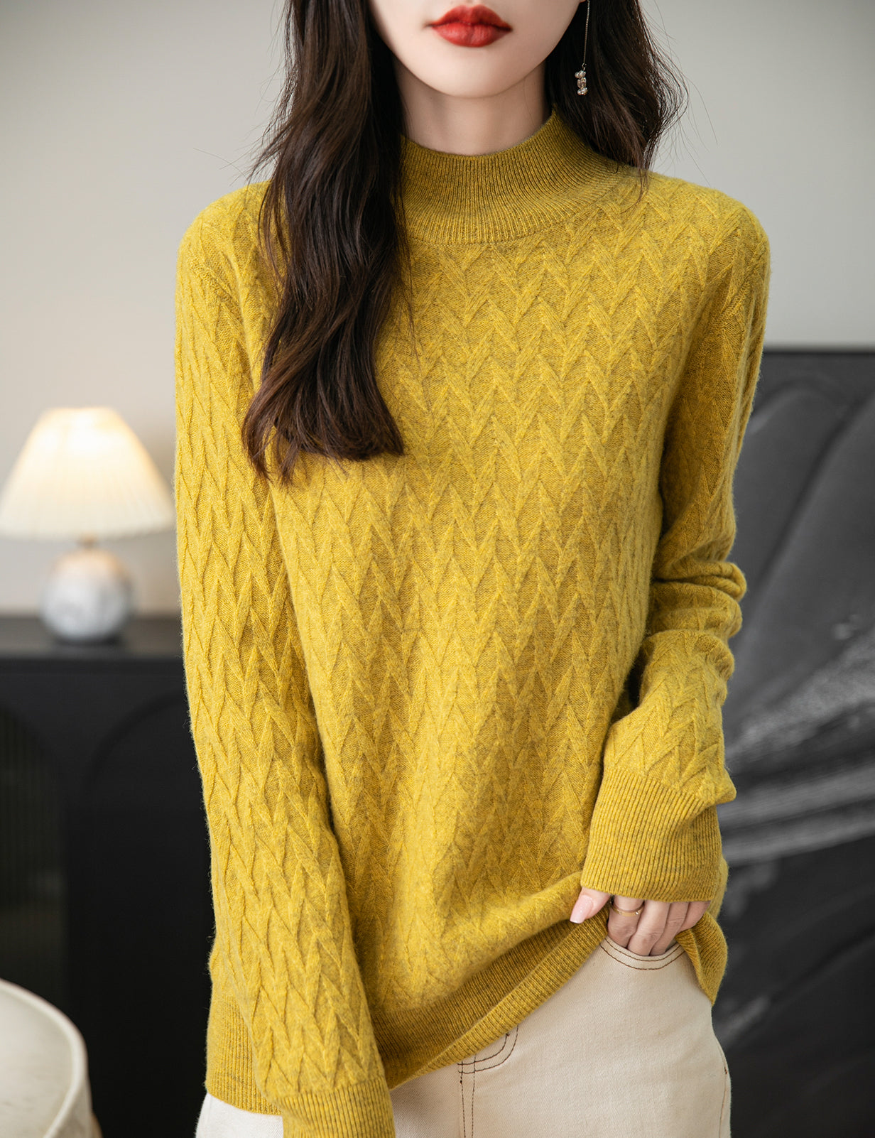 Holly Woman Mock Neck Long Sleeve Sweater