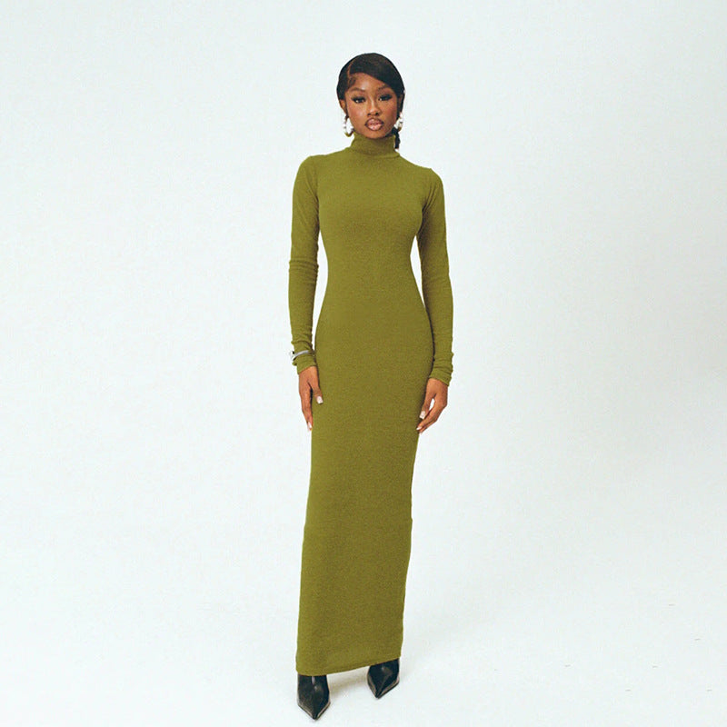 Rebecca Turtleneck Long Sleeve Maxi Dress