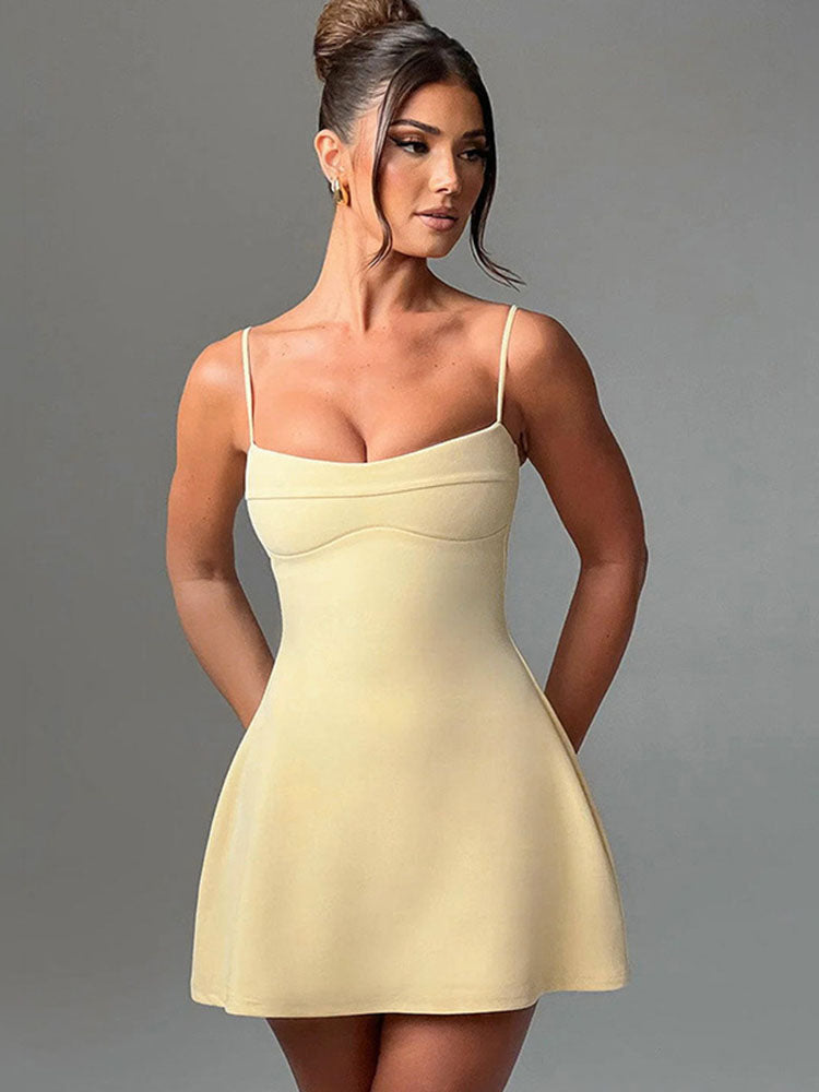 Irene Backless Suspender Mini Dress