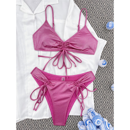 Claire Glitter Sparkling Wrinkled Strappy Bikini