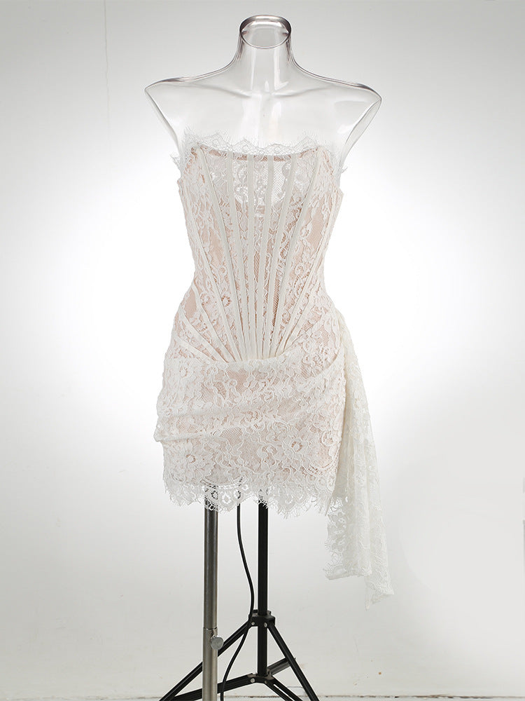 Natalie Lace Strapless Sexy Mini Dress