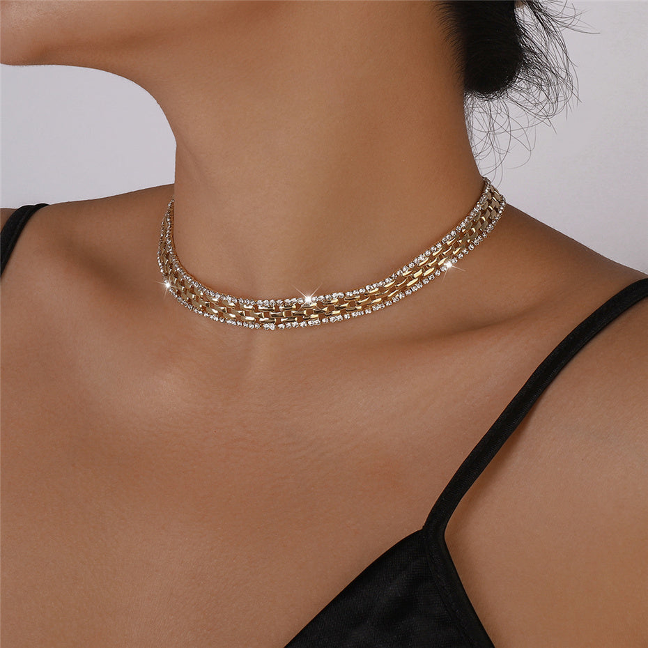 Lydia Rhinestones Square Chain Necklace