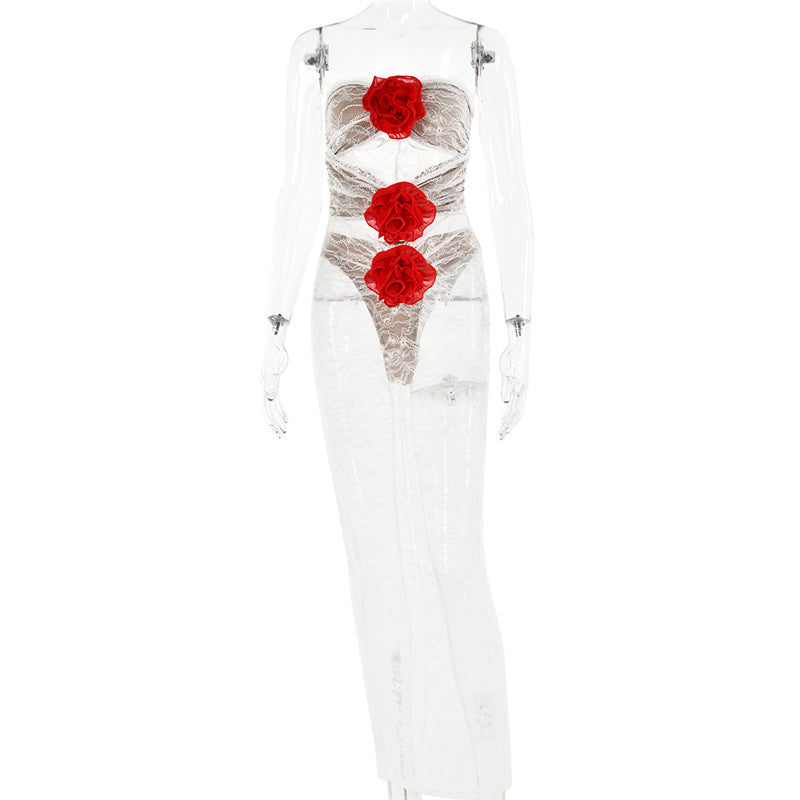 Shannon Hollow Out 3D Flower Maxi Dress