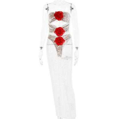 Shannon Hollow Out 3D Flower Maxi Dress