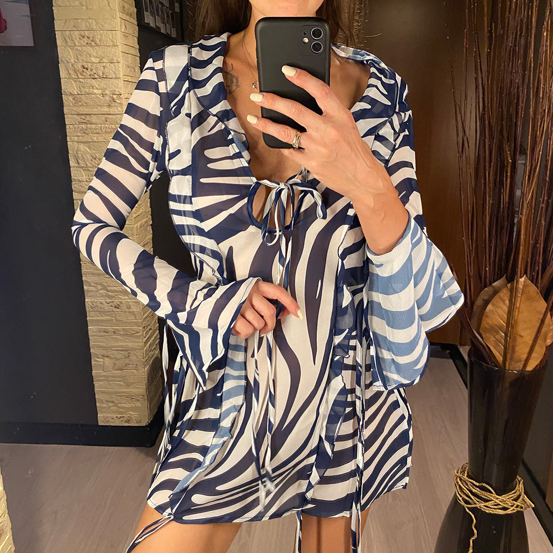 Beatrice Long Sleeve Hollow Out Sundress Mini Dress