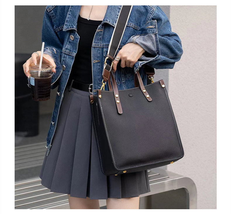 Jane Genuine Leather Vertical Tote Handbag