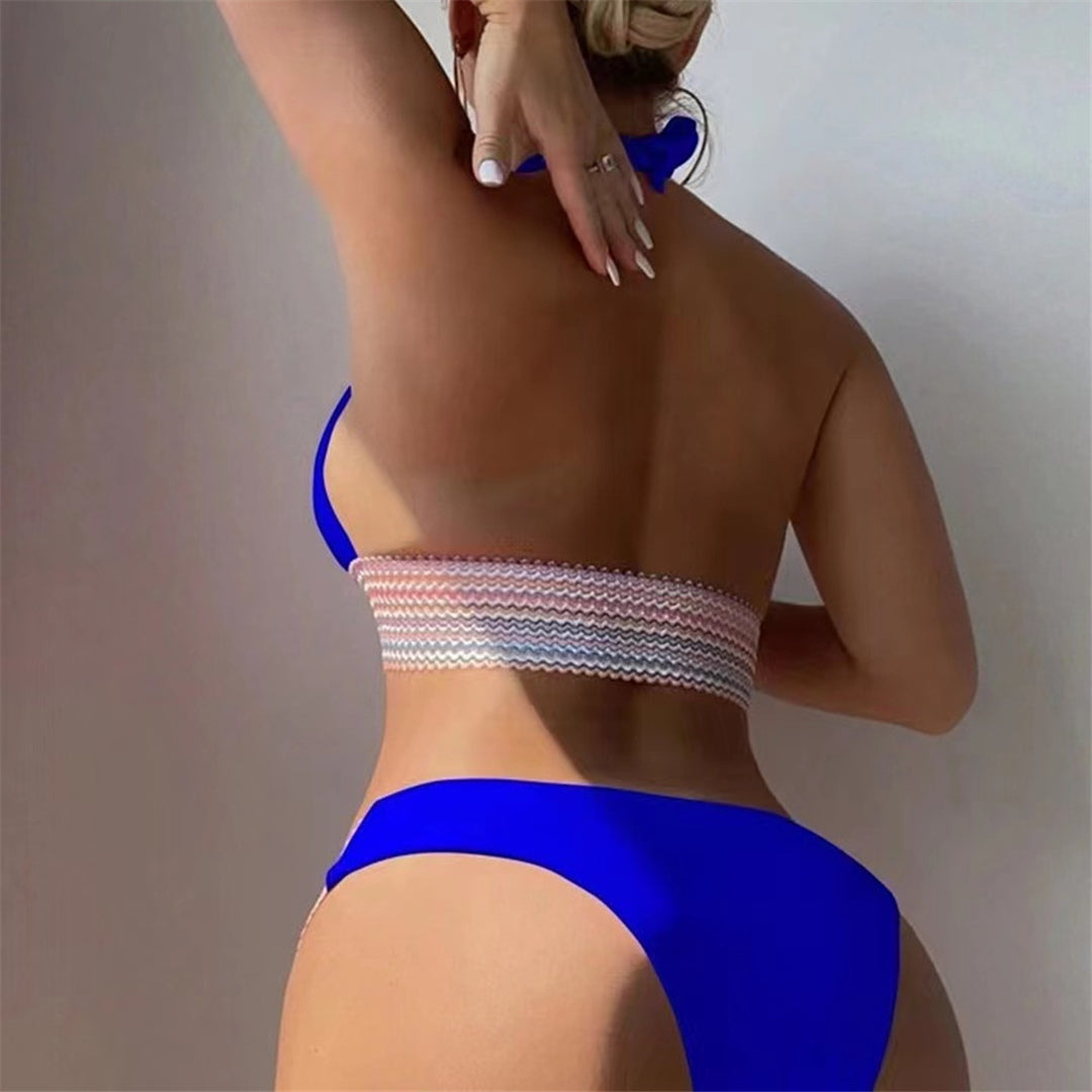 Aimee Splicing Halter V Neck Bikini