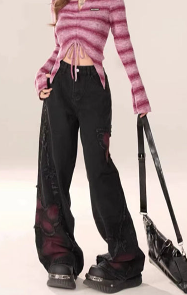 Julie Black Gothic Baggy Jeans