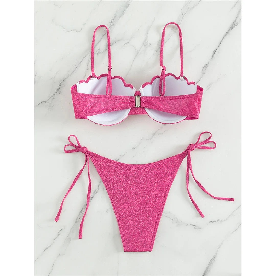 Helen Glitter Sparkling Underwired Bra Cup Bikini