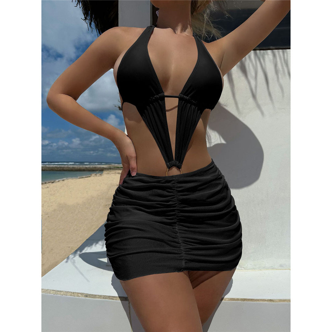 Ella With Skirt Halter One Piece Swimsuit