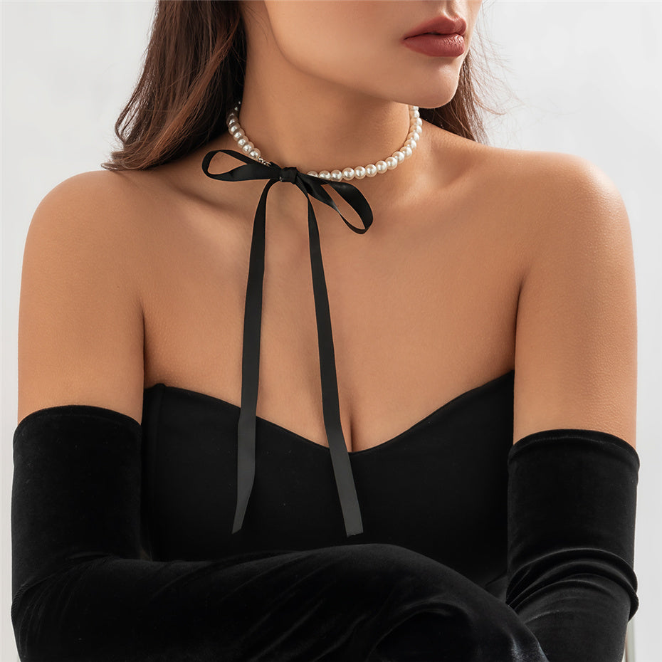 Sheila Velvet Ribbon Bowknot Choker Necklace