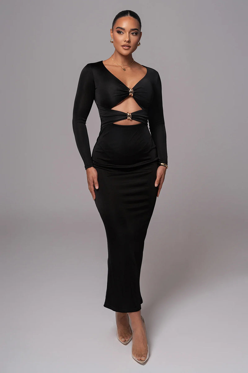 Alexandra Hollow Out Long Sleeve Sexy Maxi Dress