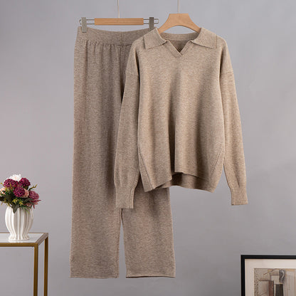 Kate Polo Neck Sweater & Wide Leg Pants Knitted Outfit